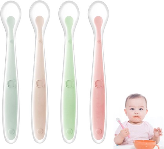 4 stuks spenningslepels, mama-spenninglepel, BPA-vrij, siliconen lepel, met 1 opbergdoos (touw