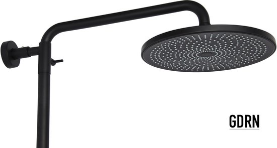 GDRN | Regendouche met Thermostaatkraan - Mat Zwarte Douche Set - Hoofddouche 25 centimeter