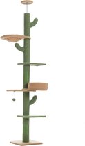 Bol.com Kattenu SingleTower Plus - Hoge Plafond Krabpaal voor katten - verstelbaar van 205-255 cm - Groen - katten klimmuur aanbieding