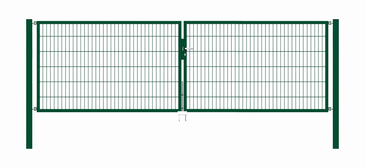 Alberts 649128 Dubbele poort Flexo met toebehoren, groen, breedte 400 cm, hoogte 120 cm