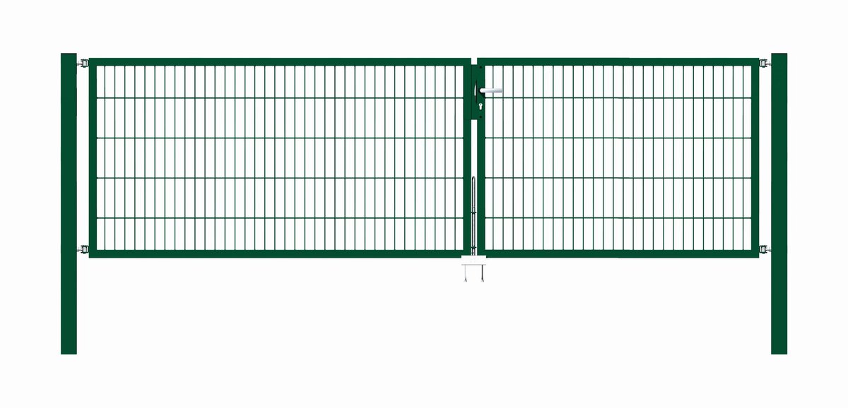 Alberts 648268 Dubbele poort Flexo met toebehoren, groen, breedte 350 cm, hoogte 100 cm