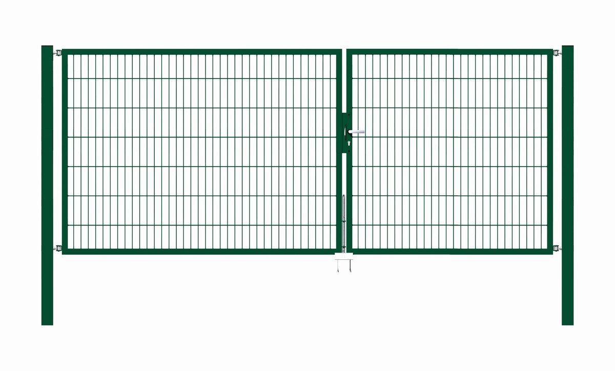 Alberts 648282 Dubbele poort Flexo met toebehoren, groen, breedte 350 cm, hoogte 140 cm