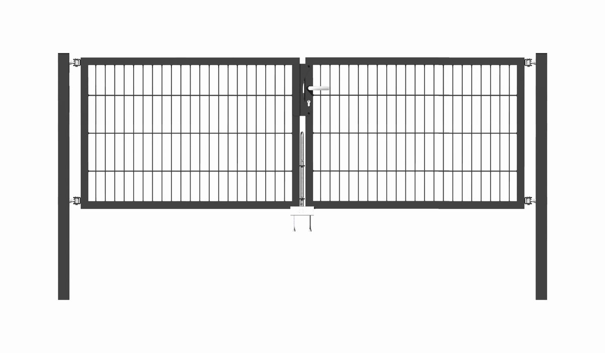 Alberts 648480 Dubbele poort Flexo met toebehoren, antraciet, breedte 250 cm, hoogte 80 cm