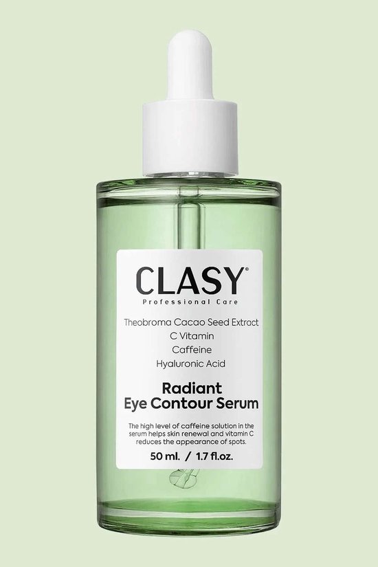 Foto: Clasy care professionele oog eye contour serum anti wallen verhelderend voor onder de ogen omliggende gebieden tegen rimpels vlekken rond de ogen hyaluronzuur cafe ne vitamine c theobroma cacao zaad extract 50 ml