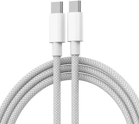 USB-C naar USB-C Kabel - Snellader 60W - 2 Meter - Snelle Overdracht - Wit