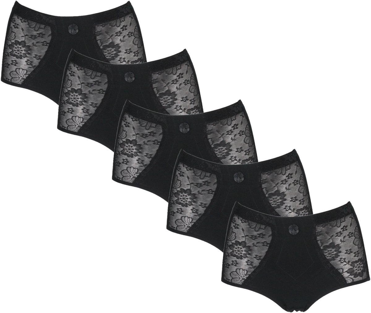 JC 5-Pack Licht corrigerende dames slips H201 Zwart - maat M