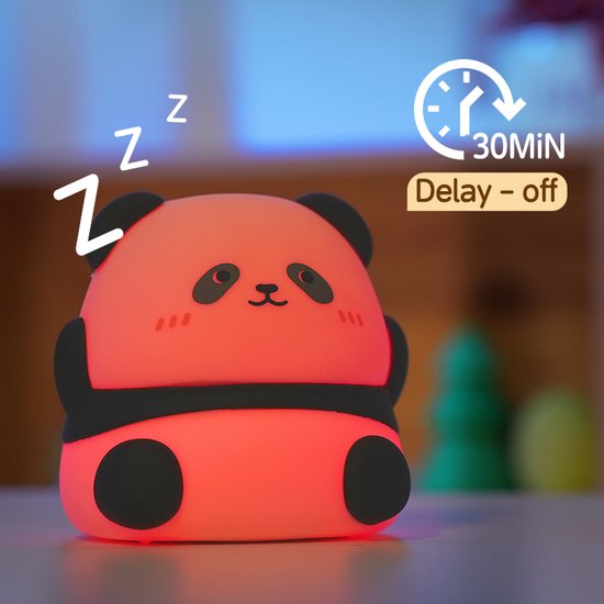 Kinder Nachtlampje - Panda - Timer - Veilig voor Kinderen - Nachtlampje Baby - Zacht Siliconen - Dimbaar - Draadloos - Babykamer Verlichting - RGB Kleuren - USB Oplaadbaar - LED - Slaaphulp Kinderen - Bedlampje - Kindvriendelijk - Dier - Duurzaam van kinder — afbeelding 5
