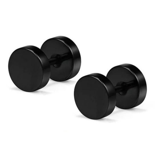 Boucles d'oreilles clous noires douces Ø 6 mm - boucles d'oreilles pour homme