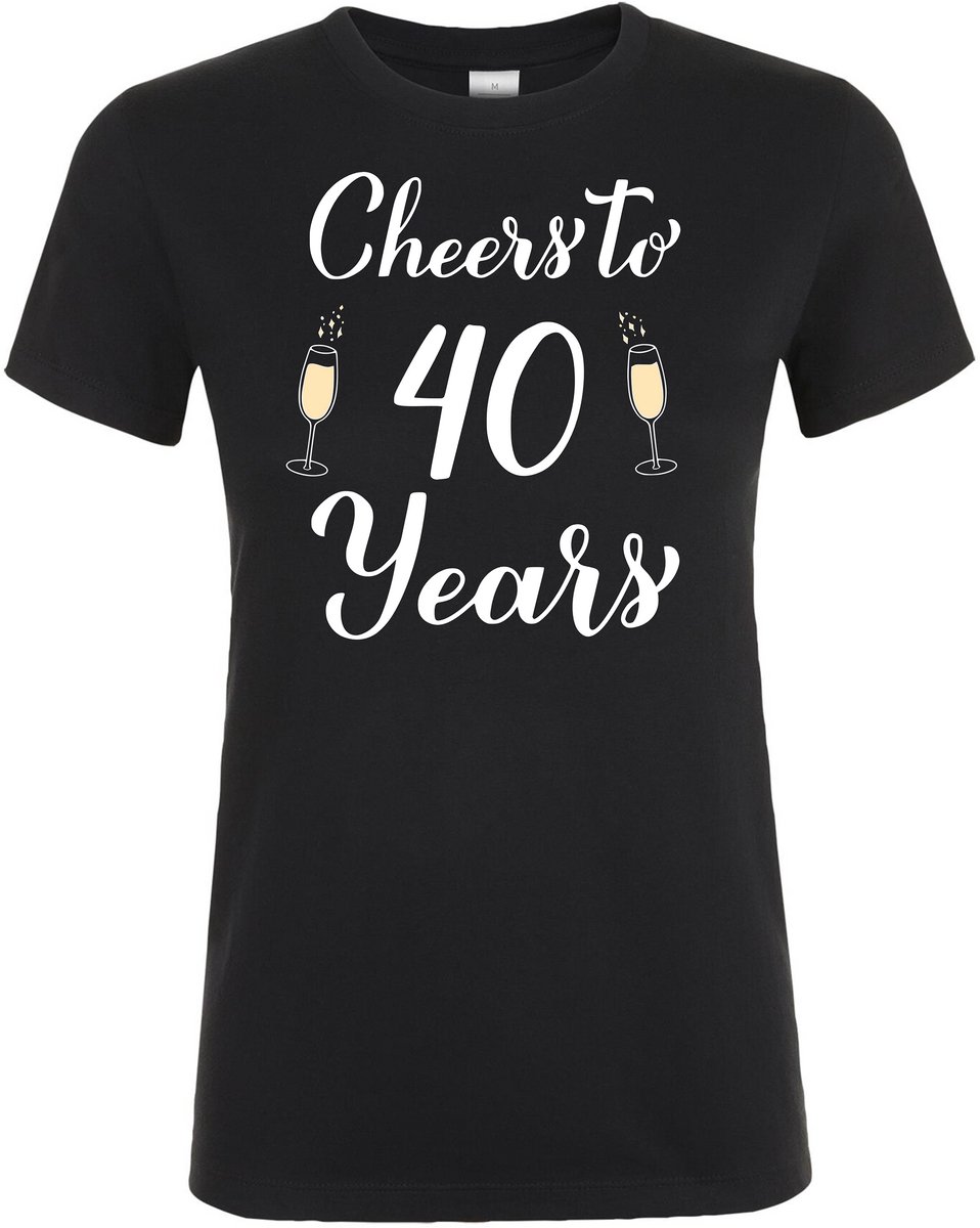 Cheers To 40 Years T-shirt - Dames T-shirt - Verjaardag en feest cadeau - Cadeau tip - 40 jaar cadeau - 40 jaar - T-shirt - 1985 - Heren - Vader Cadeau - Mama - Maat XL