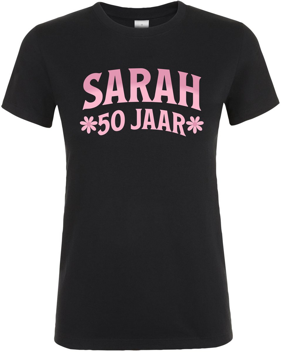 Sarah 50 Jaar T-shirt - Dames T-shirt - Verjaardag en feest cadeau - Cadeau tip - 50 jaar cadeau - 50 jaar Sarah - 50 jaar - T-shirt - 1975 - Sarah Cadeau - Maat M