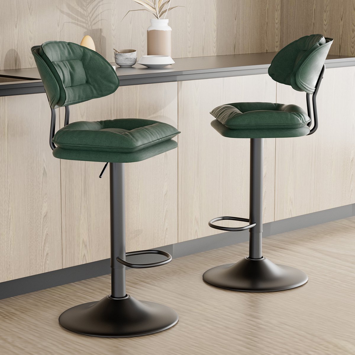 Hawthyhome - Landelijke Serie-Set van 2-techno stof-Verstelbar Draaibaar Ergonomisch-Groen-Veelzijdig Stijlvol