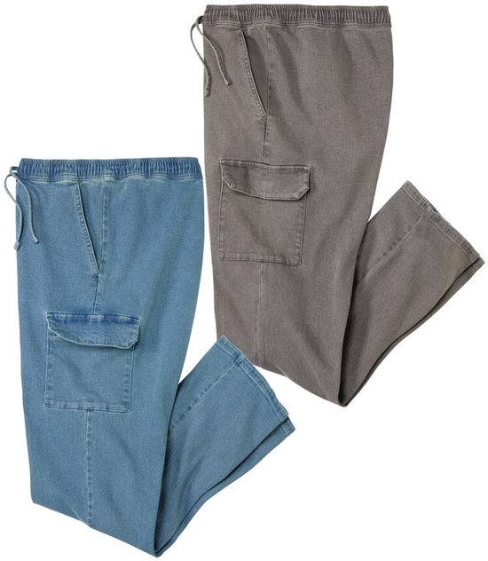 Atlas for Men - Set van 2 supercomfortabele cargo-jeans - Heren - Verkrijgbaar in grote maten