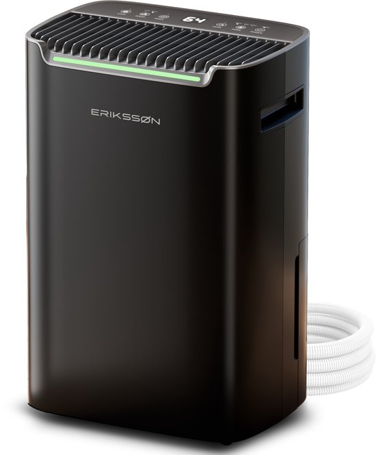 Erikssøn Luchtontvochtiger Dry Pro Plus - Ontvochtigt Tot 20 Liter Per Dag - Was-droog Functie - Geschikt Voor Huis, Slaapkamer , Badkamer , Woonkamer En Kelder - Dehumidifier - Zwart