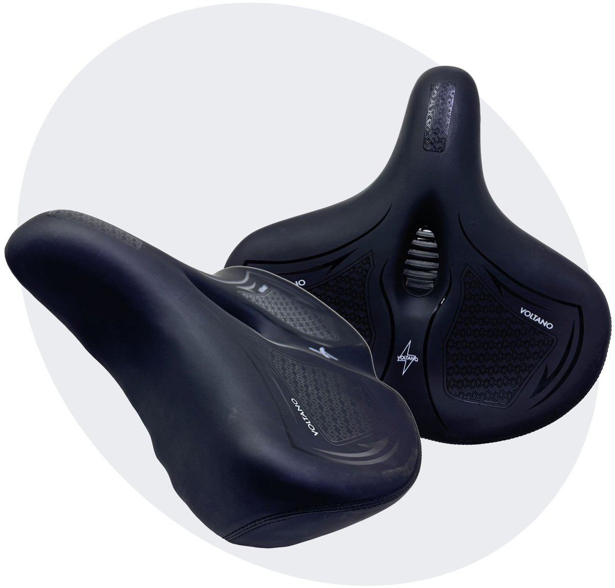 Voltano XXXL Fietszadel Cross - Zwart - Uitsparing - Unisex Extra Breed Fietszadel – Tegen Zadelpijn – 100% Waterdicht – Inclusief Zadelstrop