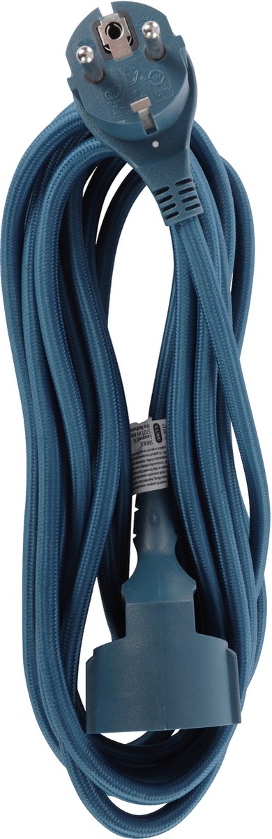Q-Link verlengsnoer - randaarde - plat - 3 x 1.5 mmÂ² - 5 m - textiel - blauw