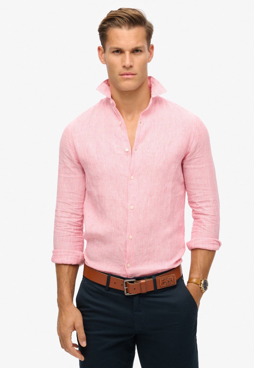 Superdry Casual linnen overhemd met lange mouwen Heren Lange mouwen shirts Roze