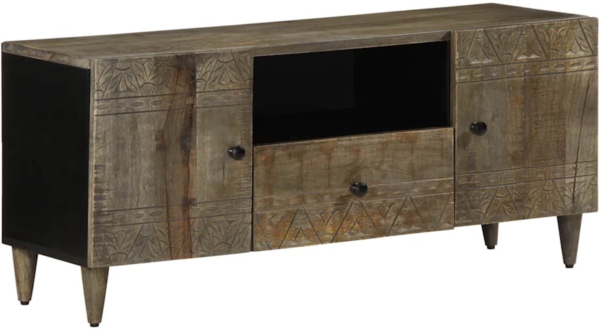 vidaXL - Tv-meubel - 105x33,5x46 - cm - massief - mangohout - lichtgrijs