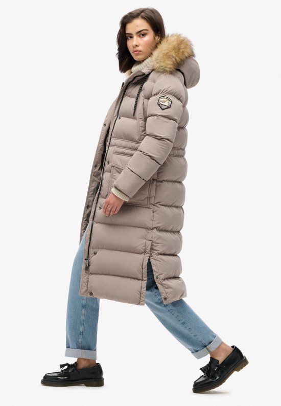 Superdry - Lange Everest jas met imitatiebont - Dames - Gewatteerde jassen