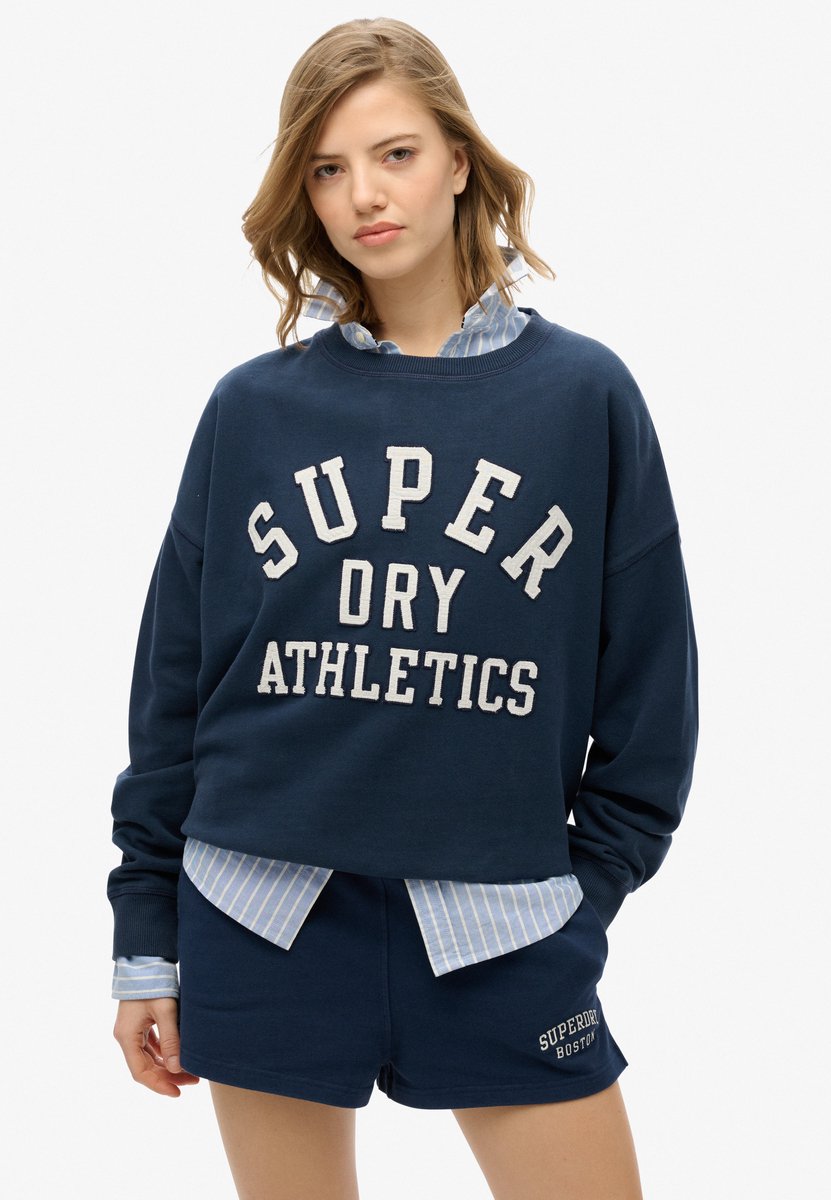 Superdry Athletic Essentials relaxed sweatshirt met appliqué Dames Truien Marineblauw