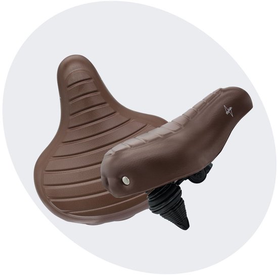 Selle de vélo Voltano Drifter Wave 2.0 – Marron – Avec sangle de selle – Assise large