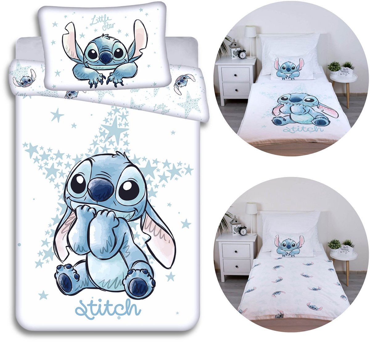 DISNEY Stitch Katoenen kinder beddengoed voor kinderbedje, 100% katoen, 100x135 cm Oeko-Tex