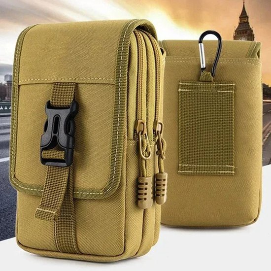 Sac banane Plein air en nylon Molle EDC pour homme, imperméable, double épaisseur, avec poche pour téléphone, idéal pour le camping, la chasse, la Marche et les Voyages.