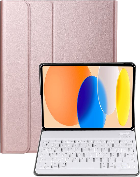 Hoes Geschikt voor iPad 2025 (A16 ) Hoes Toetsenbord Hoes Case Book Cover Hoesje - Hoesje Geschikt voor iPad 11 Keyboard Hoes - Rosé goud