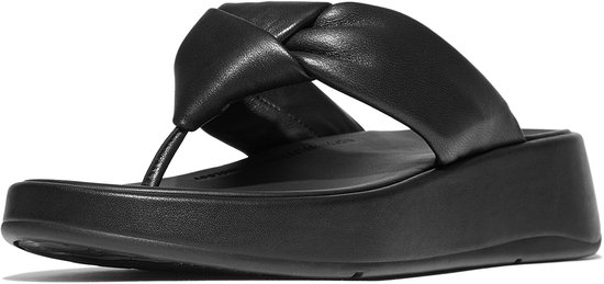 FitFlop F- Sandales compensées en cuir souple Mode Knot, noires - Pointure 39