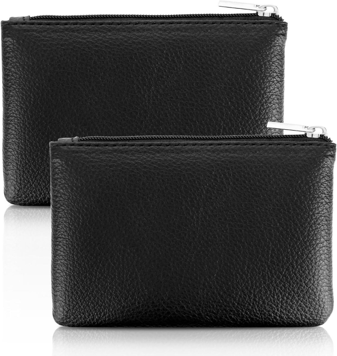 2 stuks PU-portemonnees met ritssluiting voor dames, meisjes, en tieners - Zwart