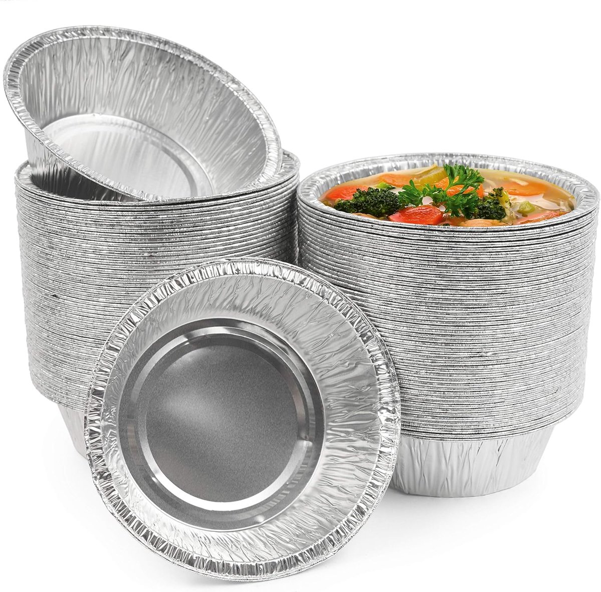 MATANA 100 Aluminium Bakjes - Rond, 320ml / 13cm - Sterk, Lekvrij & Praktisch - Koken, Bakken, Grillen, Invriezen - Taarten & Kleine Cakes