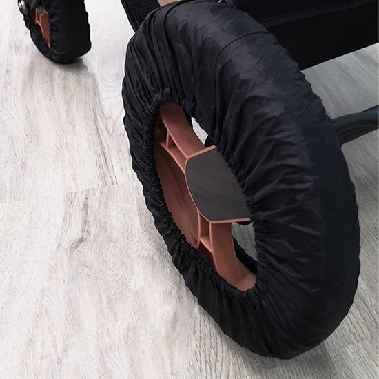4 stuks Wielhoezen voor baby's - wielhoezen voor kinderwagen - wielhoezen voor rolstoelen - waterdichte en vuilafstotende wielhoezen - stofdichte accessoires - Zwart - 16-18cm Groot+12-14cm Klein van VelesTime — afbeelding 2