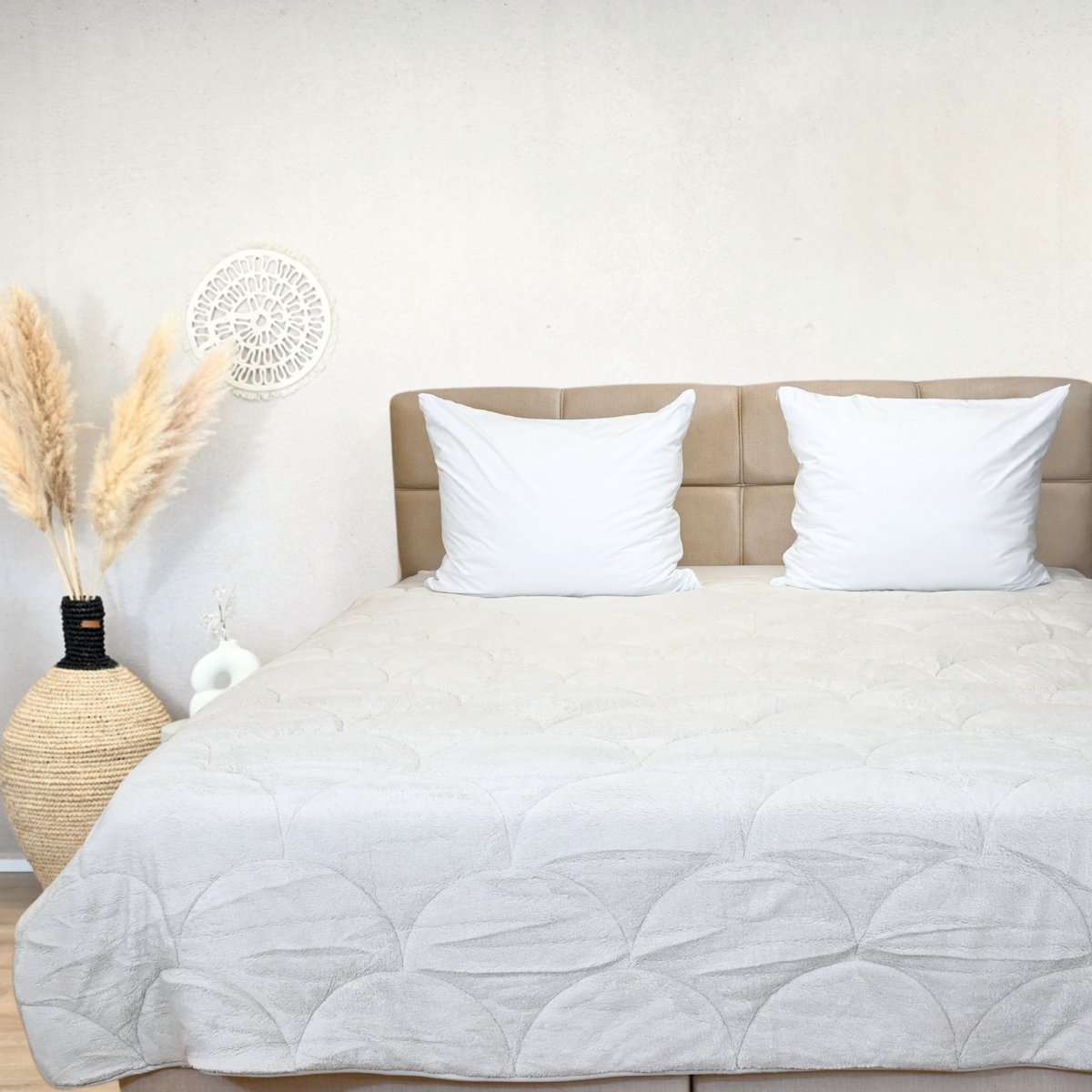HappyBed Dekbed zonder overtrek 240x200 - Bedrukt dekbed zonder hoes - Hoesloos Dekbed met Print - Wasbaar - Lits Jumeaux - Silver Grey