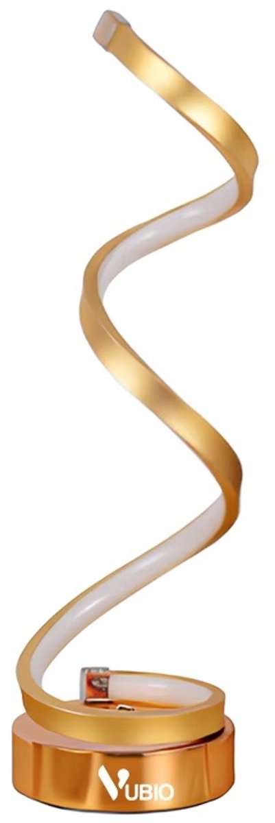 VUBIO Spiraalvormige Tafellamp Goud – Dimbare LED Tafellamp – Spiraal Design – Stijlvolle Verlichting voor Elk Interieur – Duurzaam en Perfect voor Bureau of Nachtkastje
