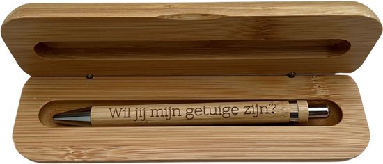 getuige pen inclusief houten penhouder / getuige cadeau / wil jij mijn