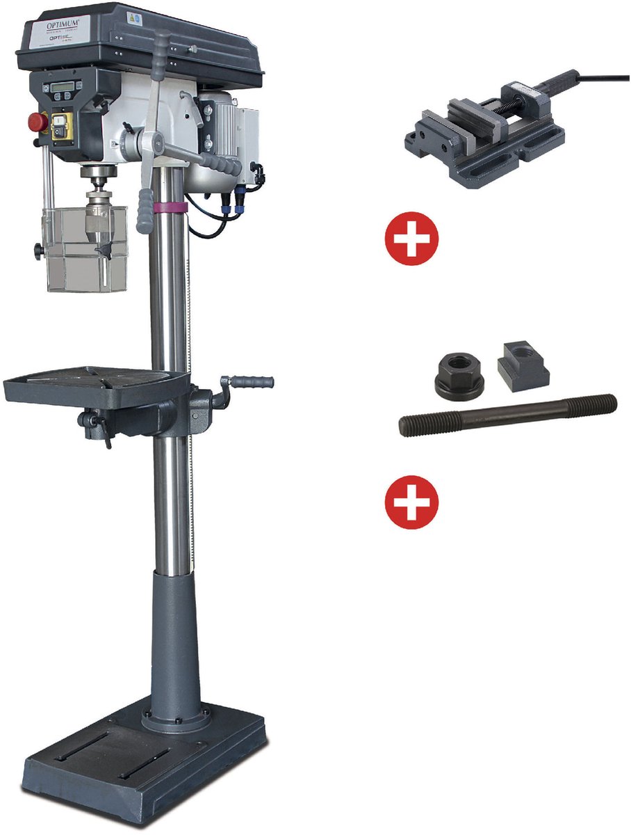 Kolomboormachine boren tot ø 25 mm opname MK3 750W 230V 12 snelheden + boorklem + set spanbouten Optidrill