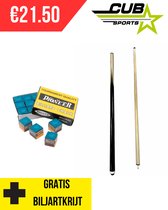 Queue de billard Cubsport - 105 cm - 2 pièces - pointe à vis 13 mm - craie de billard incluse - maison - bureau - loisirs