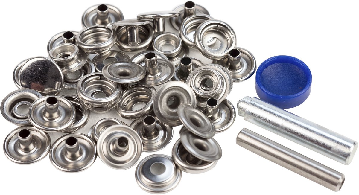 Afdekzeilwinkel - Drukknopen 15mm doek op doek koper nickel