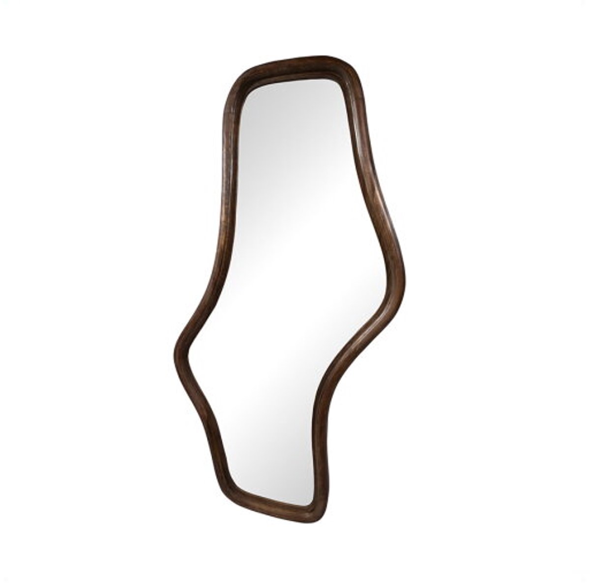 Spiegel Wavy mangohouten lijst 121x62 cm - Walnoot