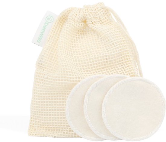 12 Herbruikbare Wasbare Wattenschijfjes | Organisch Katoen | Duurzaam Cadeau | Soft & Organic Cotton | Reusable Makeup Remover Pads | Set with 12 Pads + Mesh Bag
