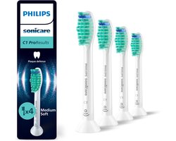 Product afbeelding van Philips Sonicare ProResults C1 – Opzetborstels voor Elektrische Tandenborstel – Wit – Verpakking van 4 - Tandplakverwijdering - HX6014/87