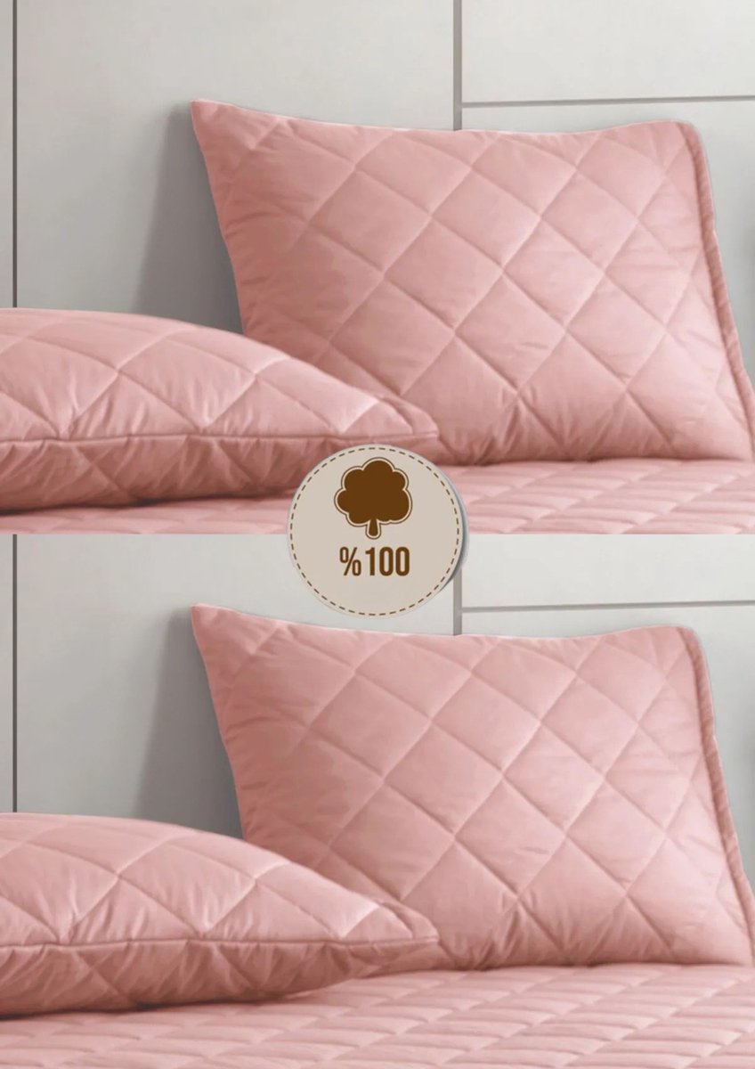 Kussenbeschermer - Kapitone - 2 stuks - Poederroze - Kussenbeschermers - 60 x 70 cm - 100% Katoen - Molton - Kussensloop - Kussen Beschermer - kussenbeschermers - Met rits - kussen - molton - Kussenslopen
