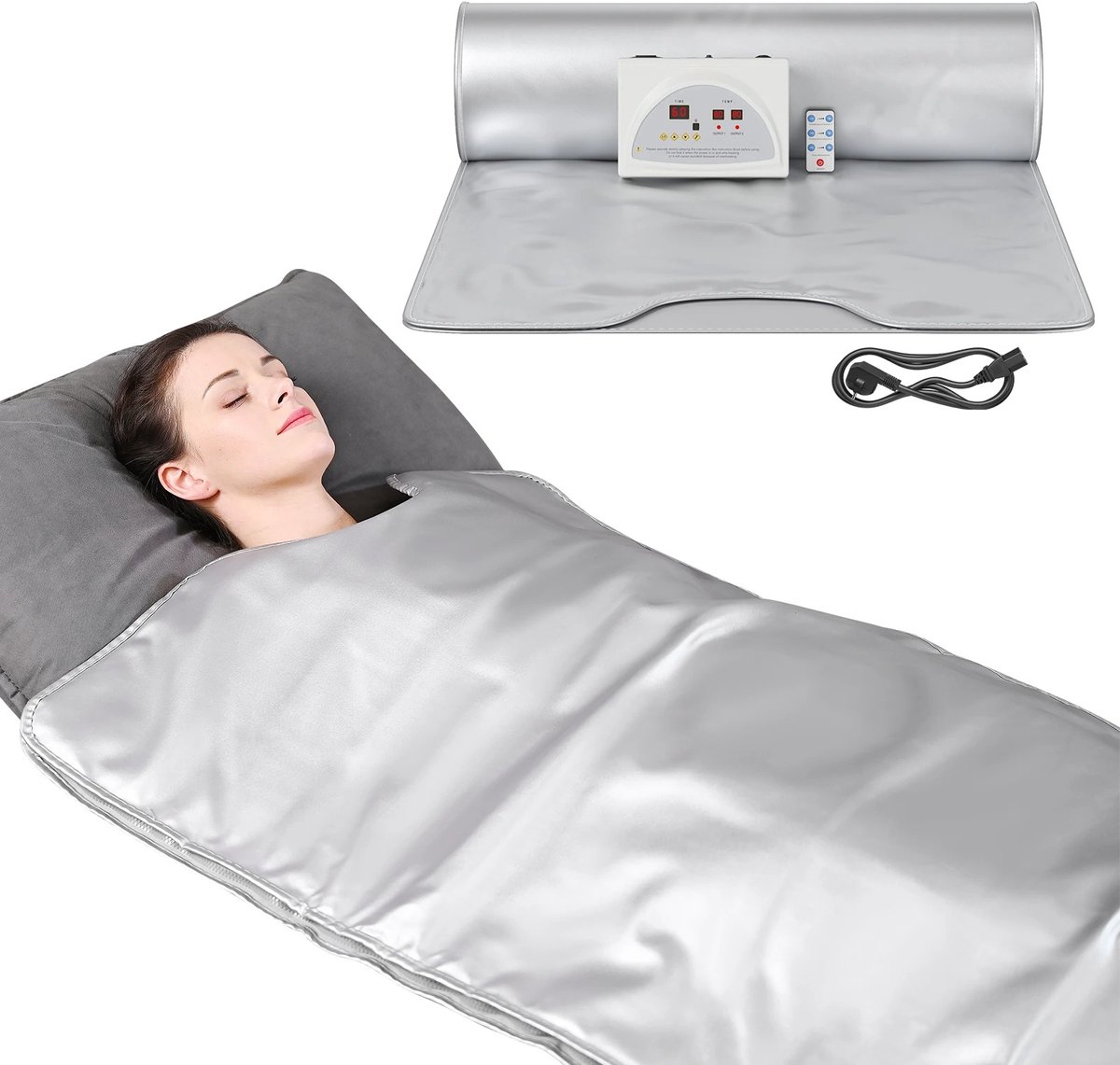 Vihes Vetverbrandende Sauna Deken - Zweten Gewichtsverlies - Detox Afslankfitness Voor Vrouwen - 180*80Cm - Zilver