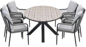 Garden Impressions Stevie tuinset 7-delig taupe - Tulli tuintafel 220x115xH75 cm - light teak vironwood