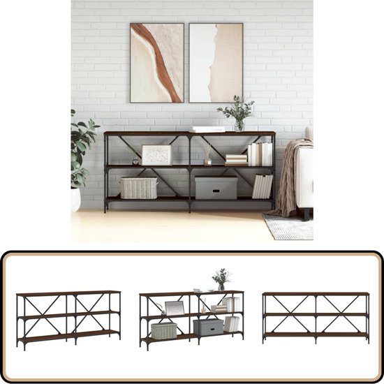 O'DADDY Wall table - sidetable xxl 2 mesh shelves - 101,5x35x80 – brown