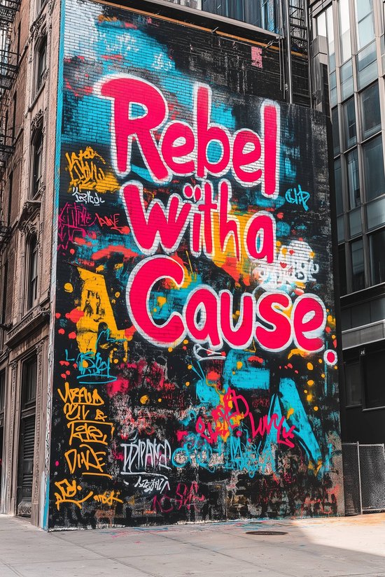 Affiche « Rebel pour une Cause » | Texte Affiche | Rebel Poster | Affiche de graffitis | Affiche Art de rue | Affiche de motivation | 50x70cm | Décoration murale | Affiche murale | S5063KMD | Convient pour l'encadrement