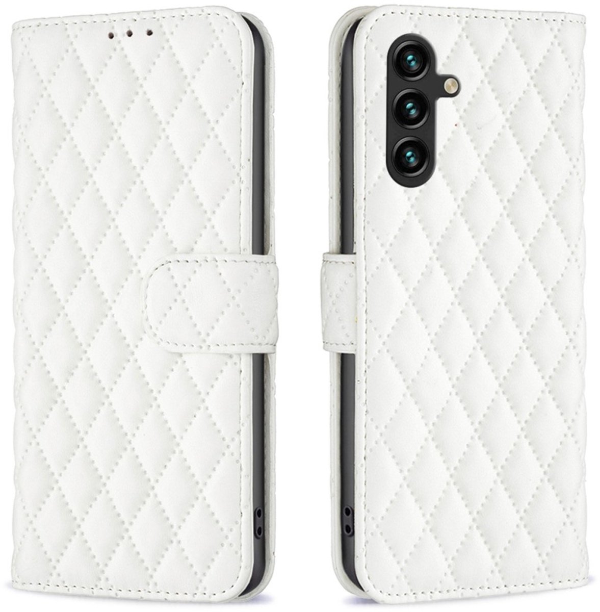 BINFEN Hoesje - Geschikt voor Samsung Galaxy A36 Hoesje - BINFEN Rhombus Book Case - Wit