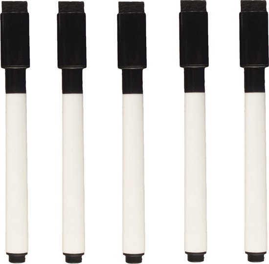 Marqueurs magnétiques pour tableau blanc avec gomme, noir