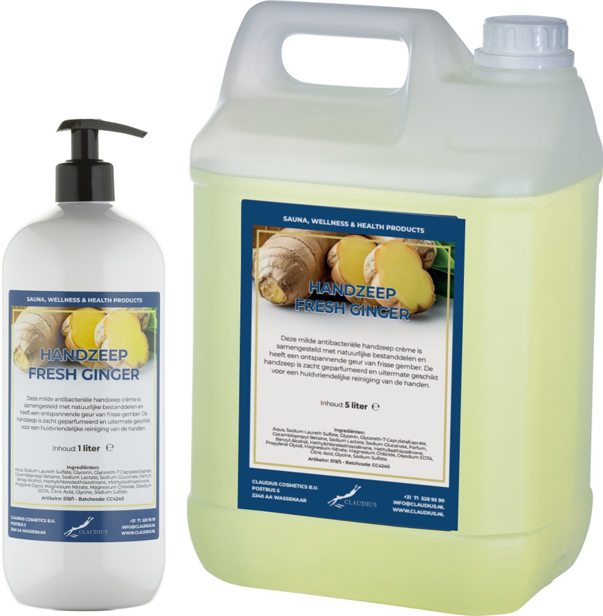 Handzeep Fresh Ginger 1 liter met gratis pomp - hervulbaar + Jerrycan 5 liter navulling