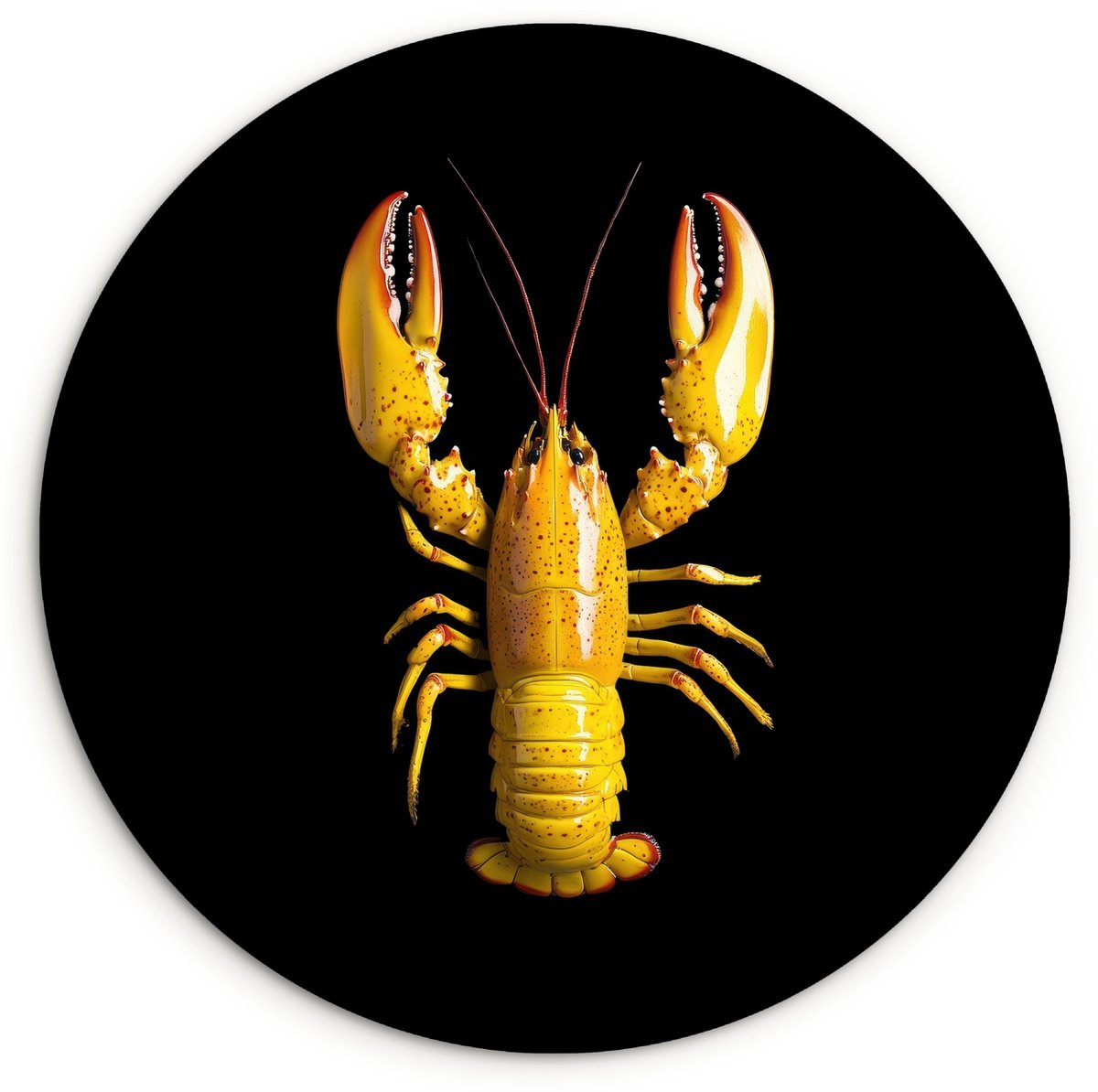 WallCircle Wandcirkel 30x30 cm - Muurcirkel Kreeft - Geel - Stippen - Effen - Muurdecoratie woonkamer - Wanddecoratie keuken - Kamer decoratie accessoires - Ronde schilderijen