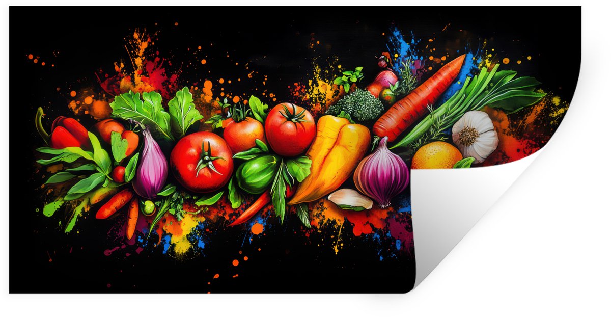 Muurstickers - Sticker Folie - Groente - Eten - Kruiden - Graffiti - Koken - 80x40 cm - Pl
